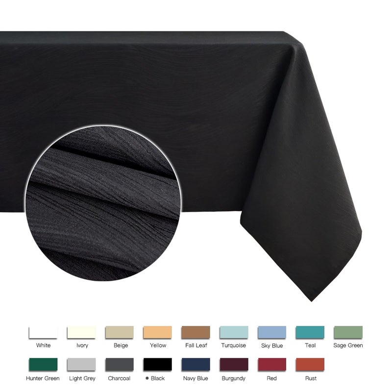 maxmill Jacquard Table Cloth Waving Pattern Water Proof Wrinkle Free Heavy Weight Soft Tablecloth Decorative Fabric Table Cover for Outdoor and Indoor Use Rectangular 60 x 104 Inch Black - Image 2